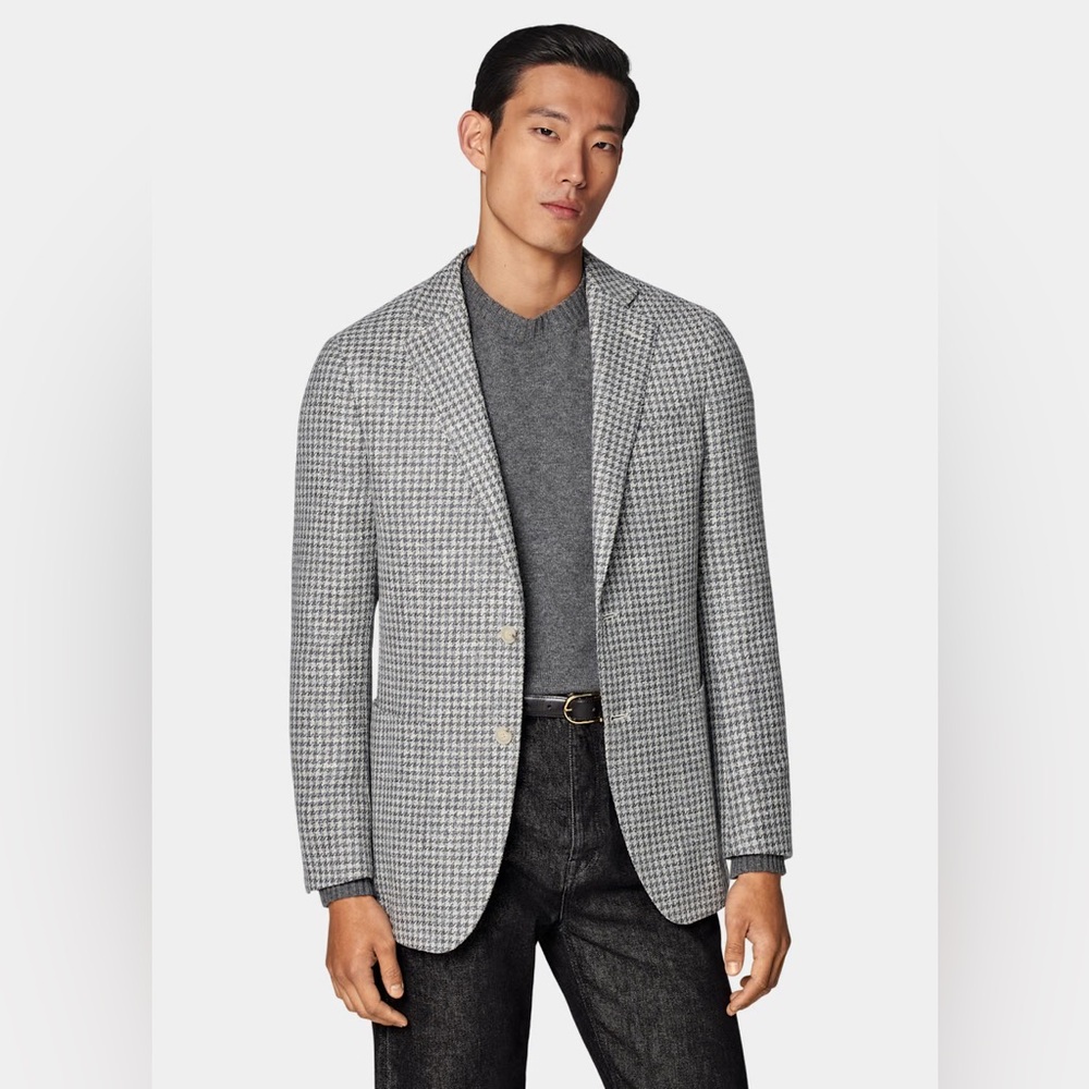 Suitsupply Mid Grey Houndstooth Tailored Fit Havana Blazer